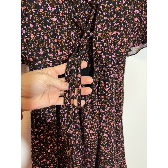 Free People Women's Florence Tie Floral Mini Dress Size Small Boat Neck - Picture 12 of 14